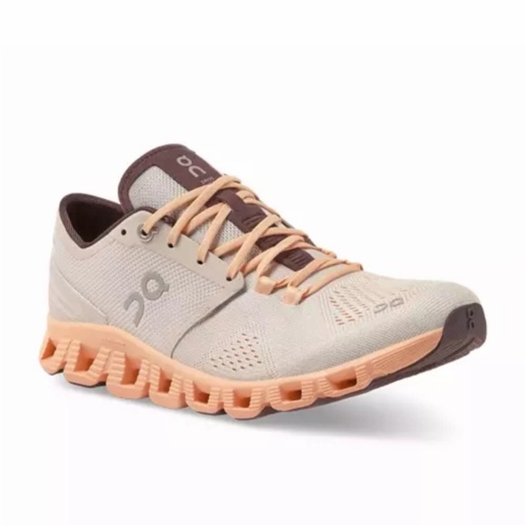 On Clouds Shoes - OnCloud X- Running Beige and Peach Sneakers